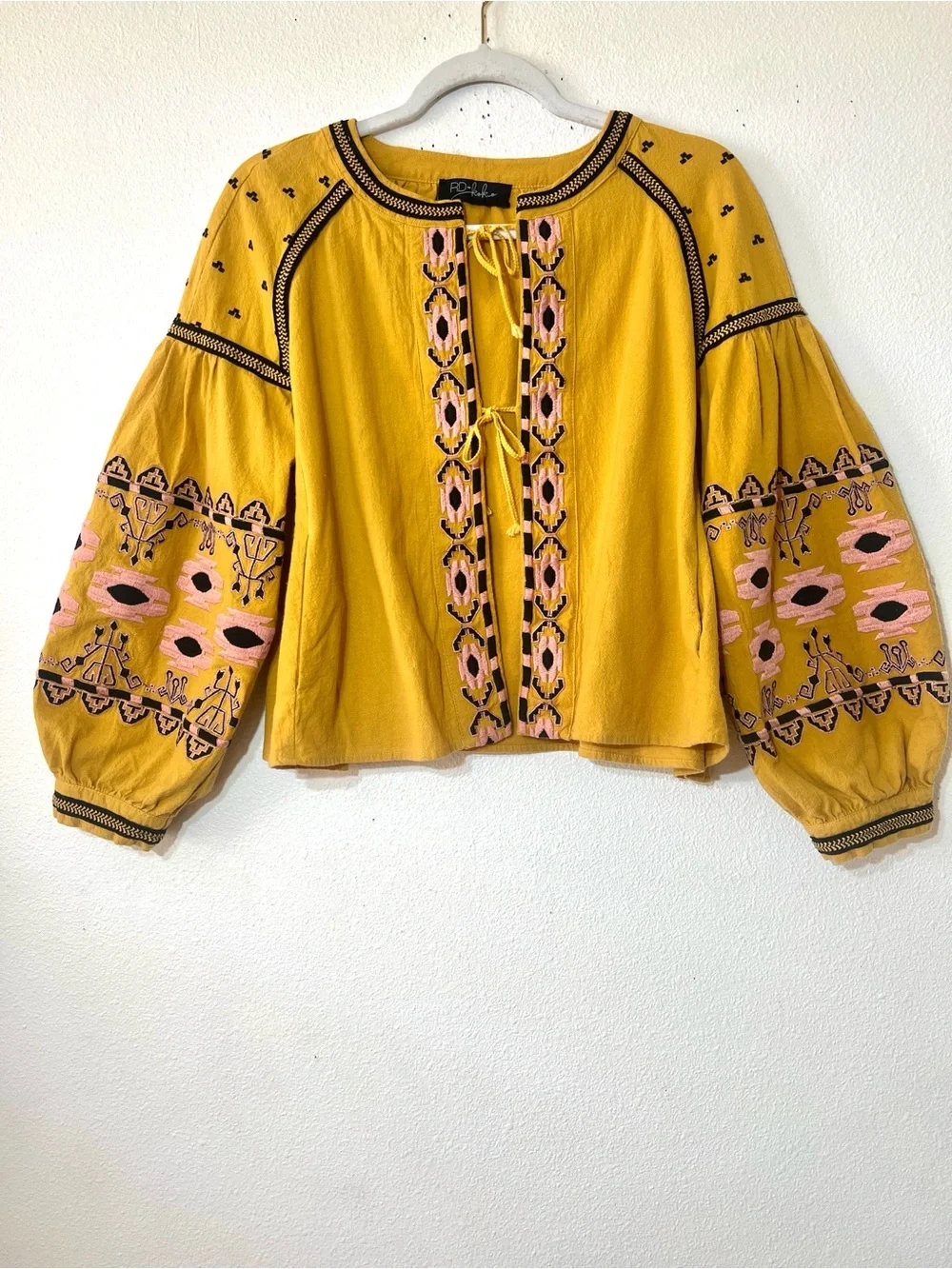 Anthropologie RD & Koko Embroidered Boho Tie Front Jacket M/L - Picture 5 of 11
